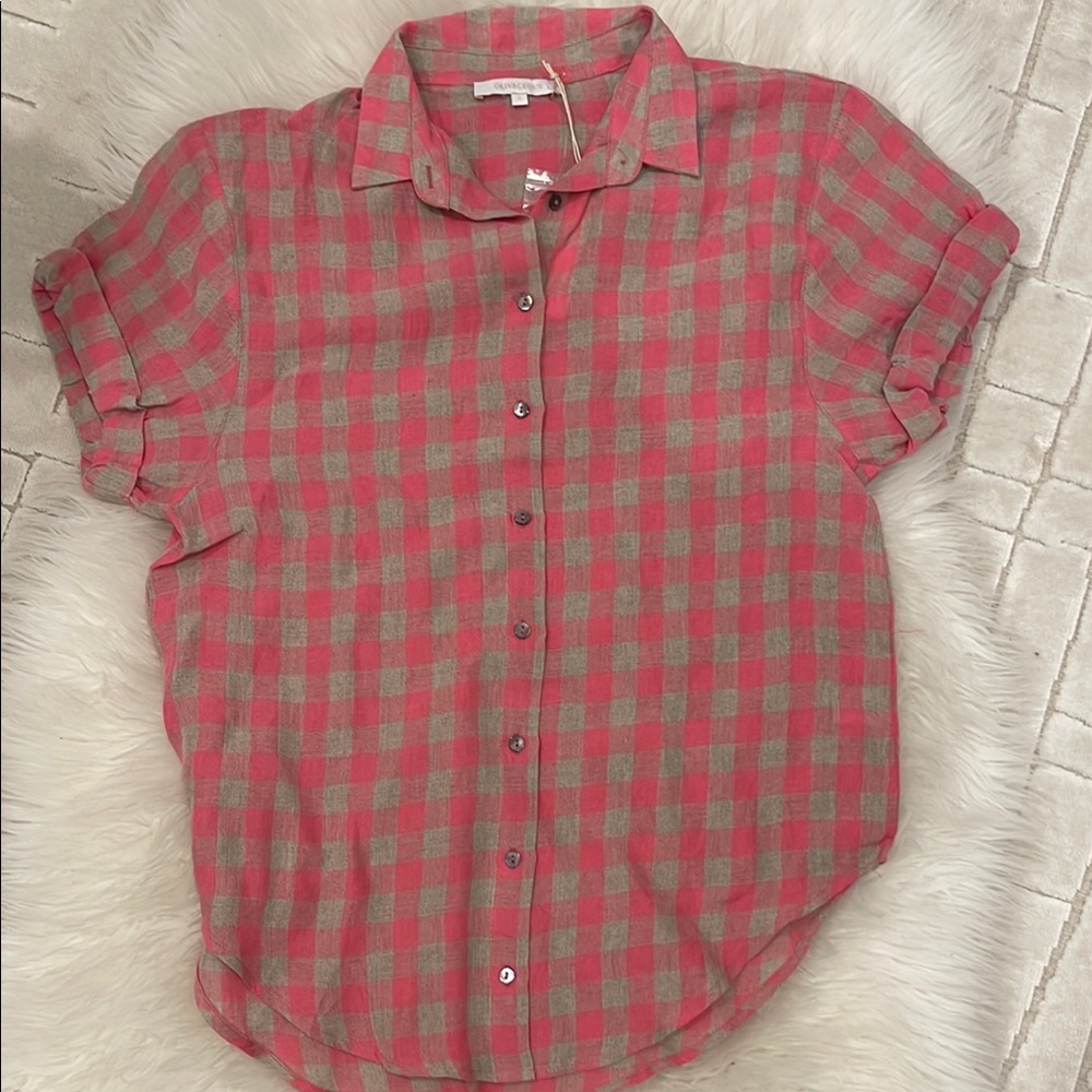 Pink Plaid Button-Up Shirt